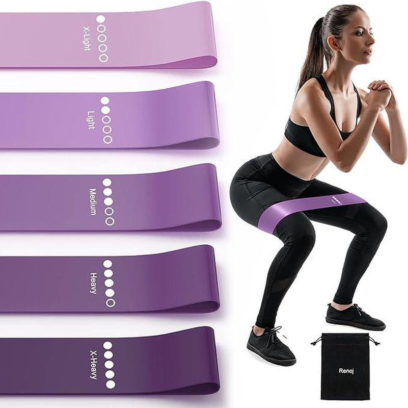 Resistance Bands Set: Exercise Workout Bands for Women and Men, 5 Stretch Bands for Booty, Legs, and Pilates