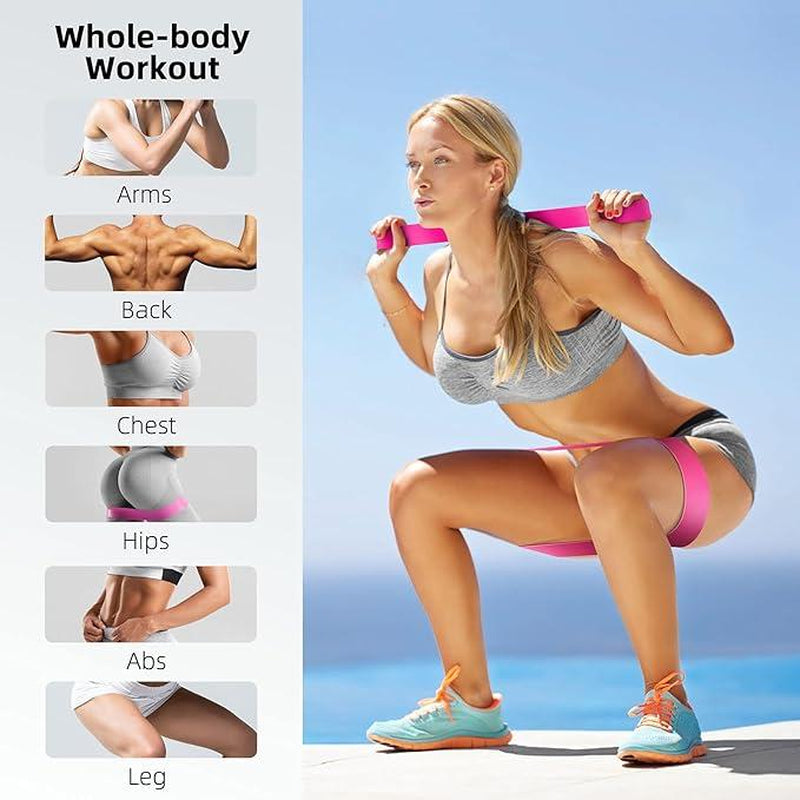 Resistance Bands Set: Exercise Workout Bands for Women and Men, 5 Stretch Bands for Booty, Legs, and Pilates