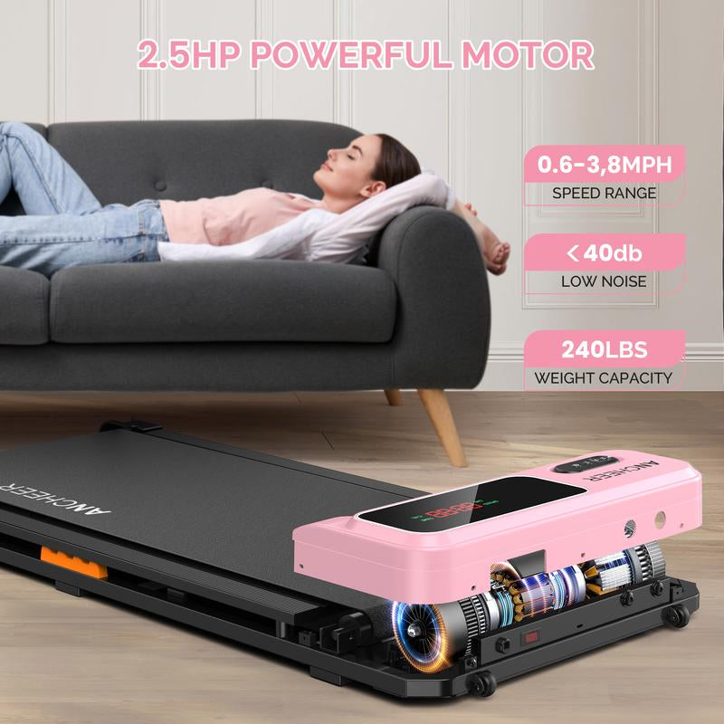 【Live】Ancheer Compact Treadmill - Bright Colors, Adjustable Speeds, and Cushioned Comfort for Home Fitness Enthusiasts Home Workout Equipment