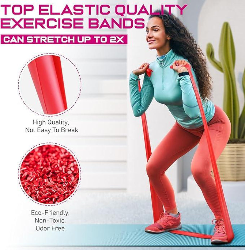 Resistance Bands for Workout: Exercise Bands for Physical Therapy, Stretching, Recovery, Pilates, Rehab, Strength Training, and Yoga