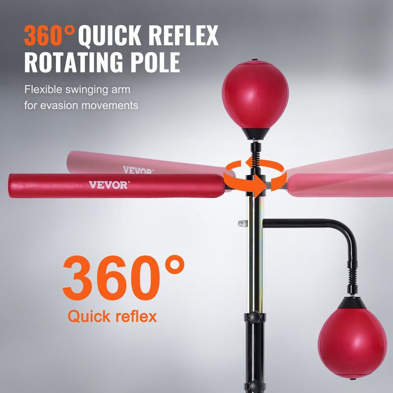 VEVOR Boxing Speed Trainer, Tiktokshopblackfriday, Punching Bag with Stand, Reflex Boxing Bag Height Adjustable Free Standing Strike Bag Set with Gloves, Workout Speed Bag for Home Gym Training