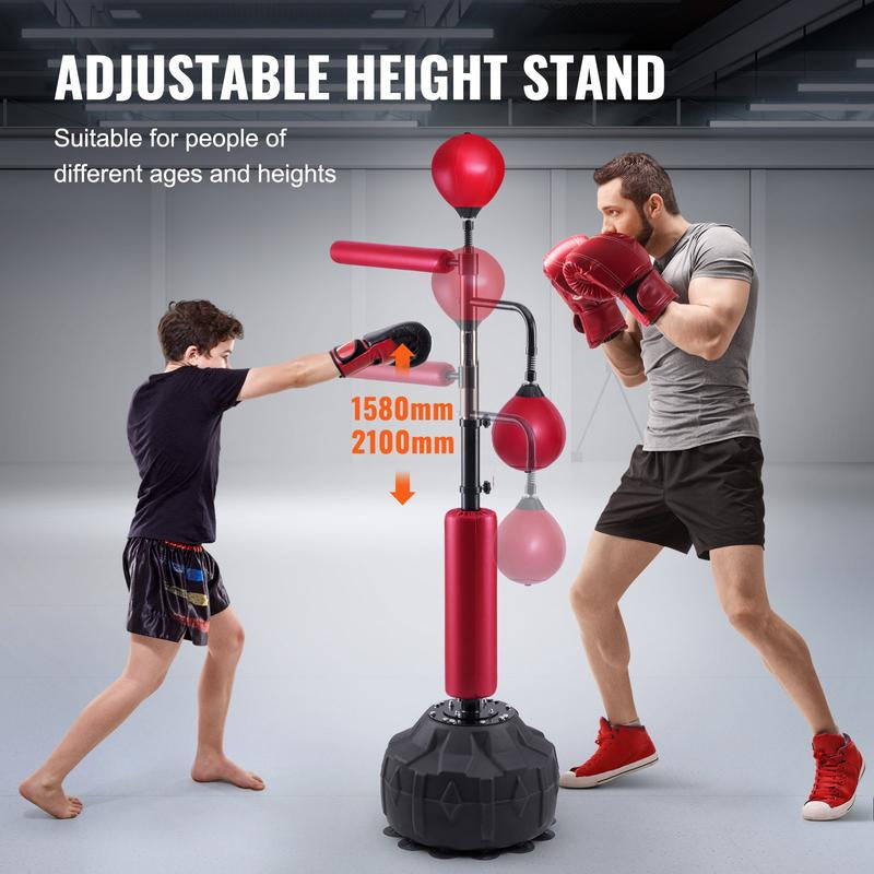 VEVOR Boxing Speed Trainer, Tiktokshopblackfriday, Punching Bag with Stand, Reflex Boxing Bag Height Adjustable Free Standing Strike Bag Set with Gloves, Workout Speed Bag for Home Gym Training