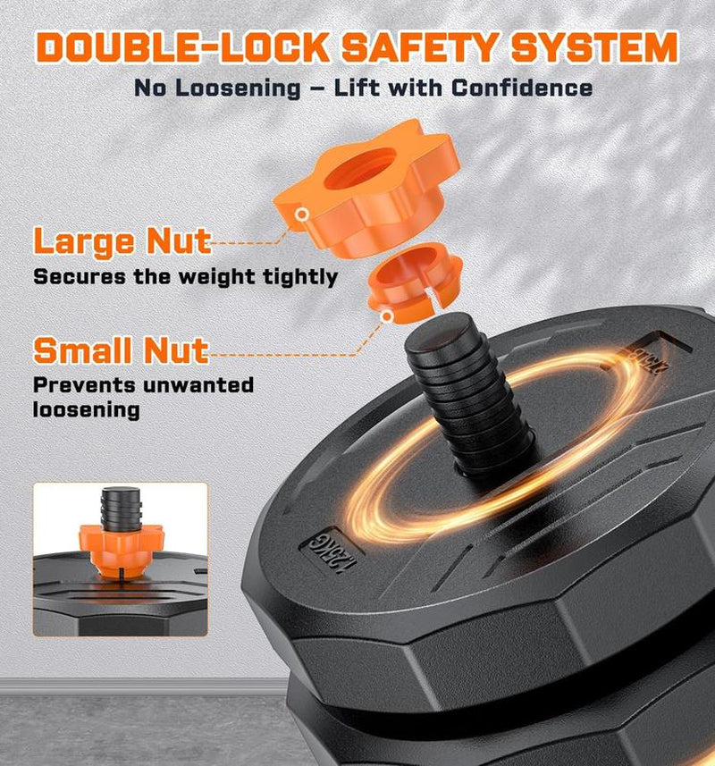 Adjustable Dumbbell Set, 44/66/88 Lbs Weight Set Use as Dumbbell, Barbell, Kettlebell and Push-Up Pesas Para Ejercicios En Casa, Christmas Gift Idea Msulti-Functional Fitness Exercise Equipment for Home Gym，