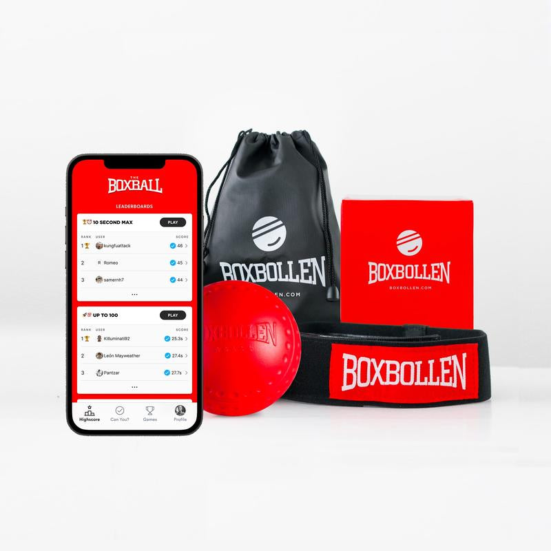 Boxbollen Original with App, Used by Celebrities - MMA Gear Boxing Ball - Boxing Reflex Ball with Adjustable Strap