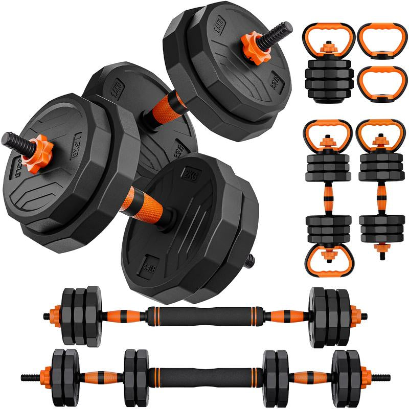 Adjustable Dumbbell Set, 44/66/88 Lbs Weight Set Use as Dumbbell, Barbell, Kettlebell and Push-Up Pesas Para Ejercicios En Casa, Christmas Gift Idea Msulti-Functional Fitness Exercise Equipment for Home Gym，